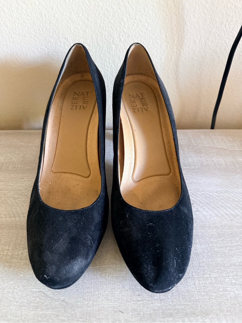 Naturalizer Black Suede Classic Round-Toe Pumps